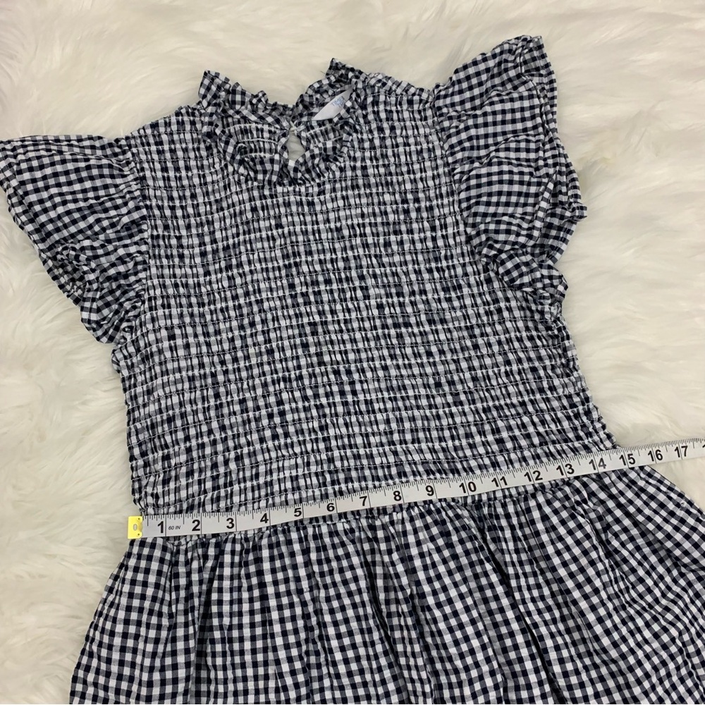 Time and Tru Black and White Plaid Smocked Ruffle Dress - Picture 13 of 15